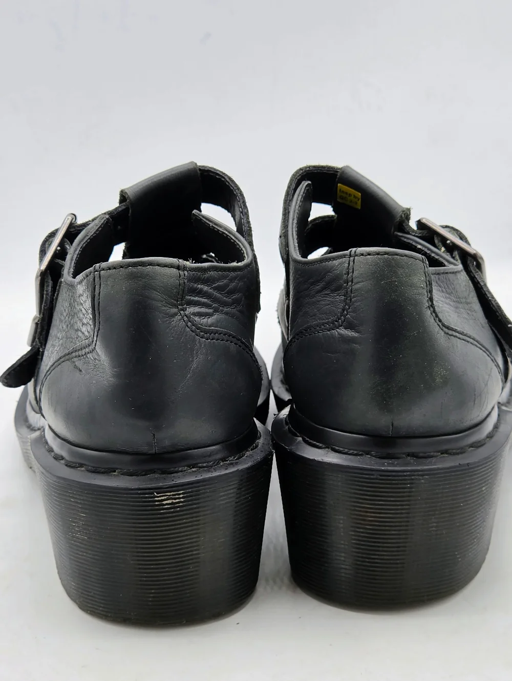 Dr. Martens 8065 Double Strap Heeled Mary Janes - Dark Grey Leather Size 9